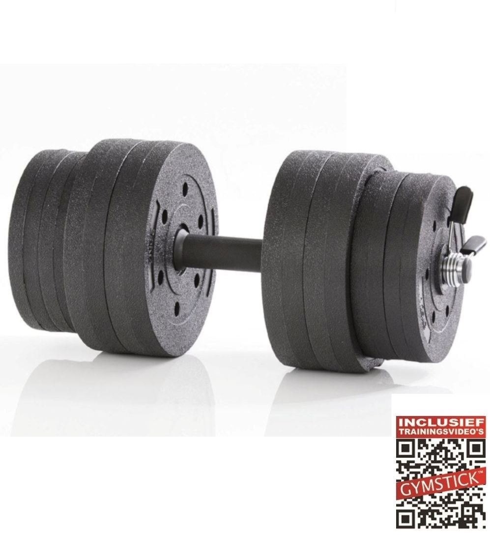 Gymstick Active Verstelbare Dumbbell Set - Vinyl 15 kg - Met Online Trainingsvideo's | Online kopen Fitness-webshop.com